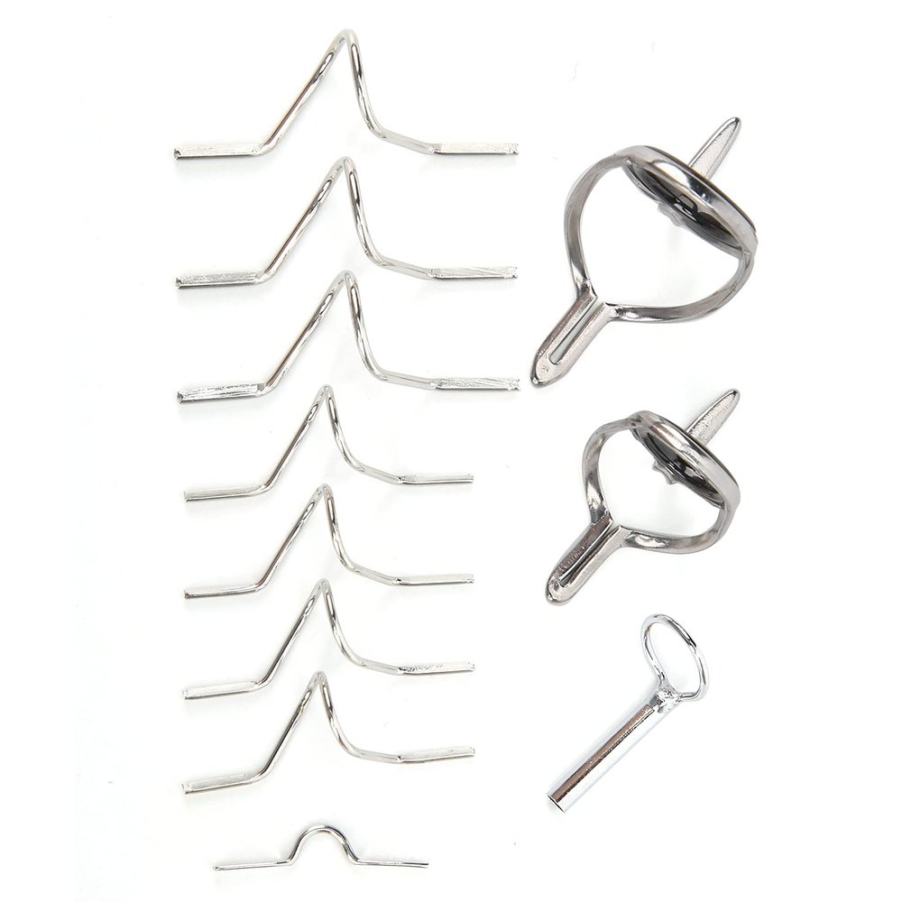 01 02 015 Stainless Steel Frames Fly Rod Guide Set, Hard Fly Rod Guide Set Fishing Tip Repair Kit for Fishing