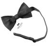 Adam Young Boy's Black Bow Tie with Handkerchief Pre-Tied Style Formal Satin Classic Bowtie for Tuxedo Faux Silk (Medium, Black) view 3