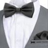 Adam Young Boy's Black Bow Tie with Handkerchief Pre-Tied Style Formal Satin Classic Bowtie for Tuxedo Faux Silk (Medium, Black) view 4