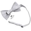 Adam Young Boy's Light Gray Bow Tie with Handkerchief Pre-Tied Style Formal Satin Classic Bowtie for Tuxedo Faux Silk (Medium, Silver Grey) view 3