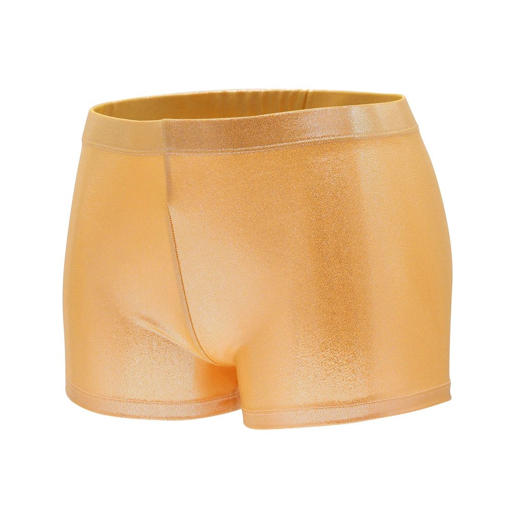 Aosva Little Big Girls' Sparkle Dance Tumbling Athletic Gymnastics Gold Shorts for Girls 11-12Years