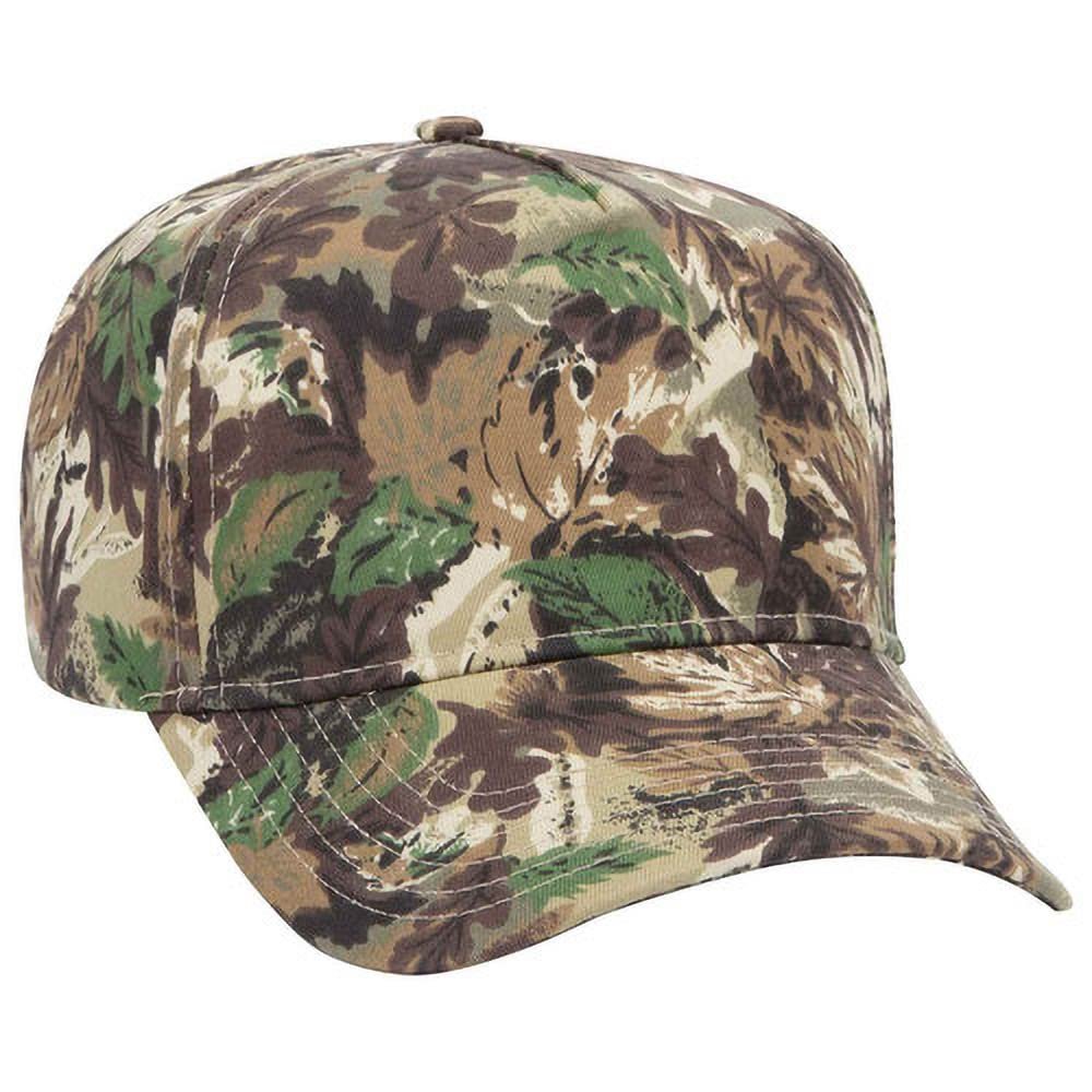 Ashen Fane 5 Panel Solid Cotton Twill Pro Style Mid-Profile Golf Cap, Lt.Lod/BRN/Kly
