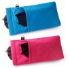 DQbhzh Soft Eyeglass Cases for Women Men Double Eye Glass Case Squeeze Top Eyeglasses Case Sunglass Bag with Microfiber Clean Cloth Protable Dual Travel Sleeve Pouch 2 Pack Hot Pink+Blue view 1