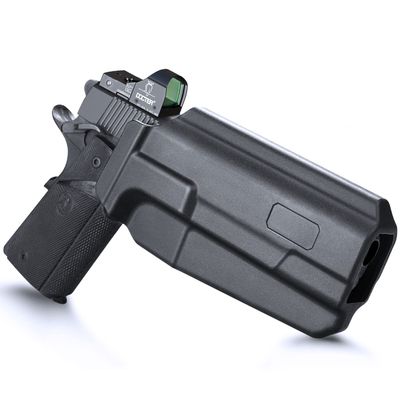 1911 Holster, OWB Holster Thumb Release & Optics Cut Fit: 1911 5'' No Rail Colt/Elite Force/Kimber/Springfield/Taurus, Outside Waistband, 360 Degree Adj. Belt Clip Fits 1.5-2.25 Inch Belt, Right Hand