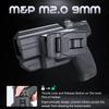 WARRIORLAND Thumb Release & Optics Cut OWB Holster, Fits S & W M&P 9mm M2.0 3.6/4.0/4.25 & SD9 VE, Outside Waistband, 360 Degree Adj. Belt Clip Fits 1.5-2.25 Inch Belt, Right Hand view 2