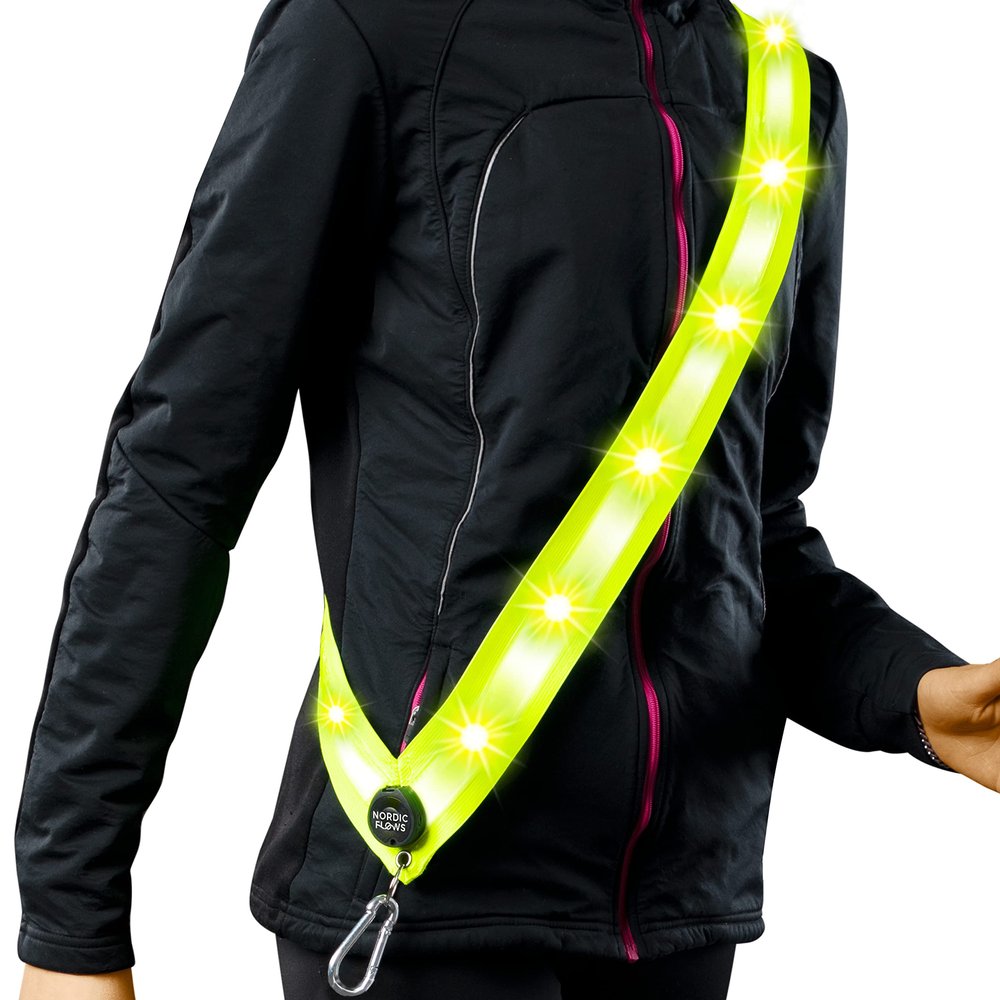 NordicFlows Rechargeable LED Lights Safety Vest Reflective and Lighted Sash for Night Walks, Running, and Walking The Dog in The Dark Gear
