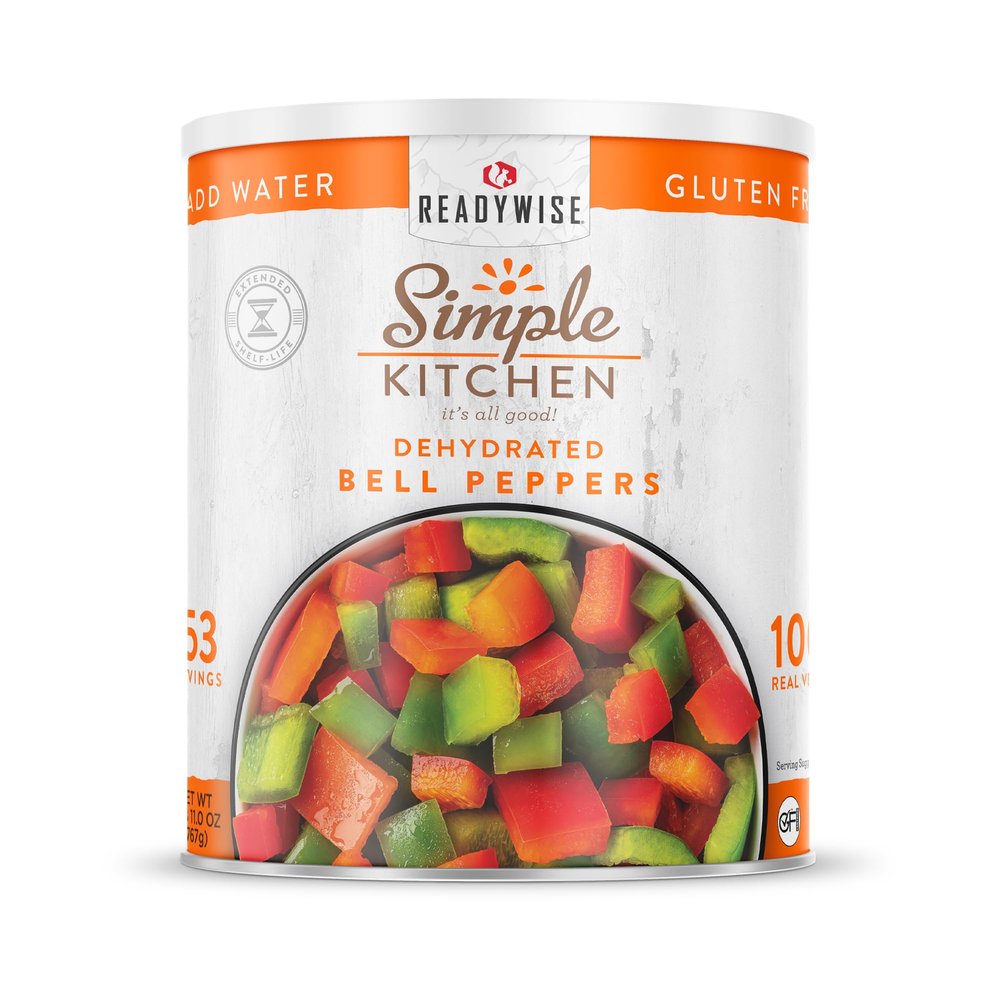 Simple Kitchen Dehydrated Red & Green Bell Peppers  153 Servings for Family Meal Prep, Survival Canned Food, Gluten Free & Freeze Dried Bell Peppers for Camping Meals, Backpacking & Hiking, #10 Can