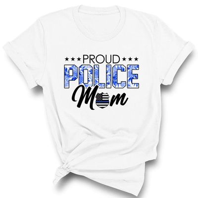 TeesAndTankYou Proud Police Mom Shirt Unisex 4X-Large White