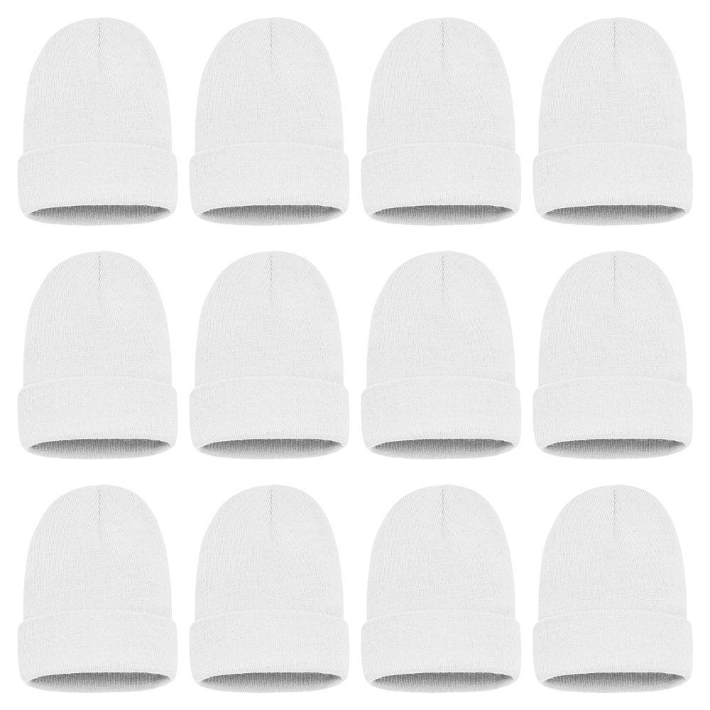 12 Pack Winter Beanie Hats for Men Women, Warm Cozy Knitted Cuffed Skull Cap, Wholesale