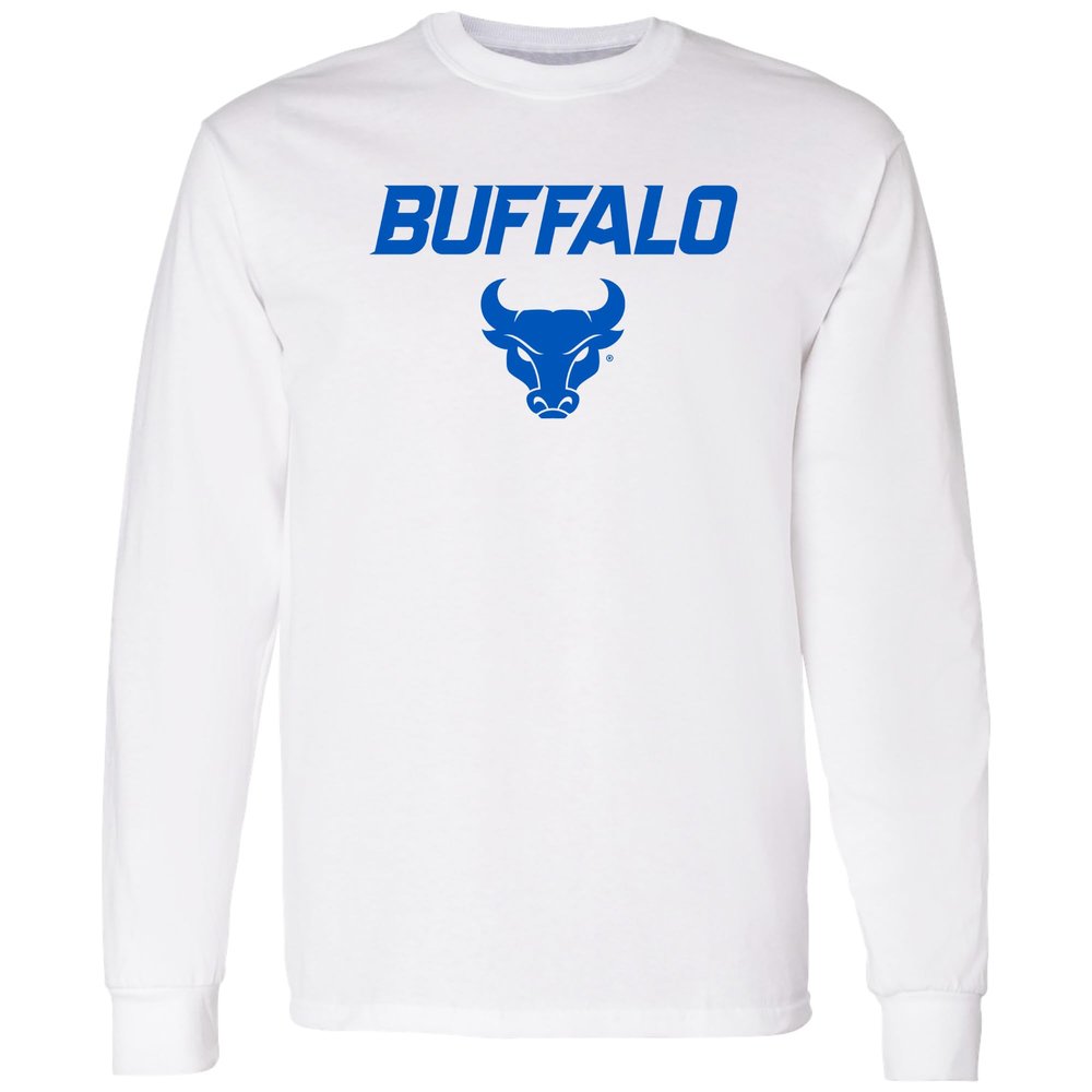 AL02 - University at Buffalo Bulls Primary Logo Long Sleeve T Shirt - Large - White