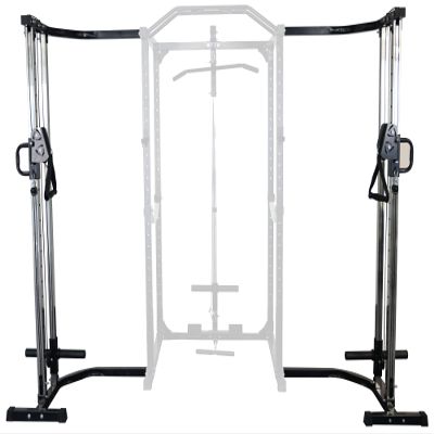 Fitvids Multi-Function Adjustable Power Cage with J-Hooks, Safety Straps and Optional LAT Pulldown Attachment and Cable Crossover, Cable Crossover Only Black