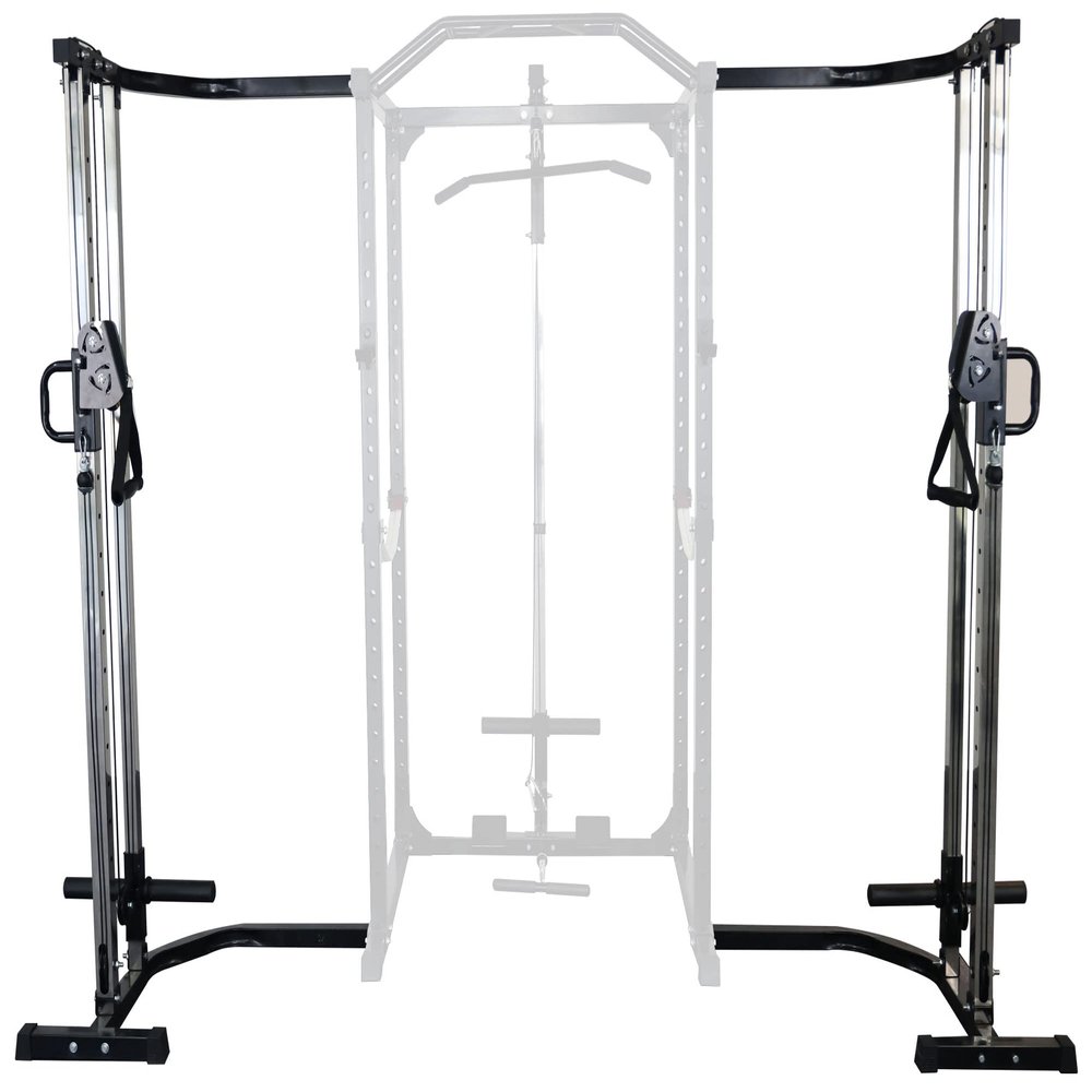 Fitvids Multi-Function Adjustable Power Cage with J-Hooks, Safety Straps and Optional LAT Pulldown Attachment and Cable Crossover, Cable Crossover Only Black