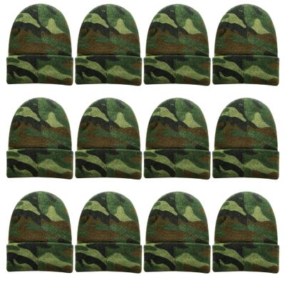12 Pack Winter Beanie Hats for Men Women, Warm Cozy Knitted Cuffed Skull Cap, Wholesale