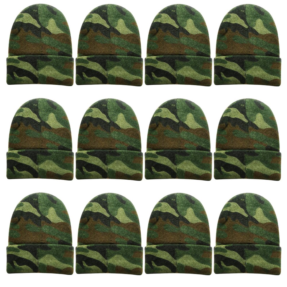 12 Pack Winter Beanie Hats for Men Women, Warm Cozy Knitted Cuffed Skull Cap, Wholesale