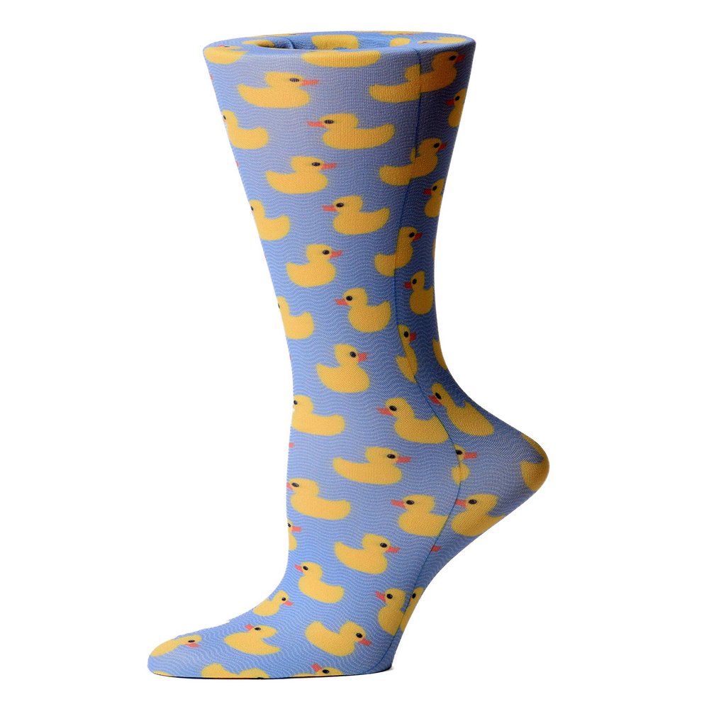 Cutieful Compression Socks Knit Wide Calf 10-18mm/HG (Rubber Duck)