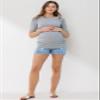 LaClef Women's Maternity Puff Sleeve Ribbed T-Shirt Top (Heather Grey, Medium) view 4