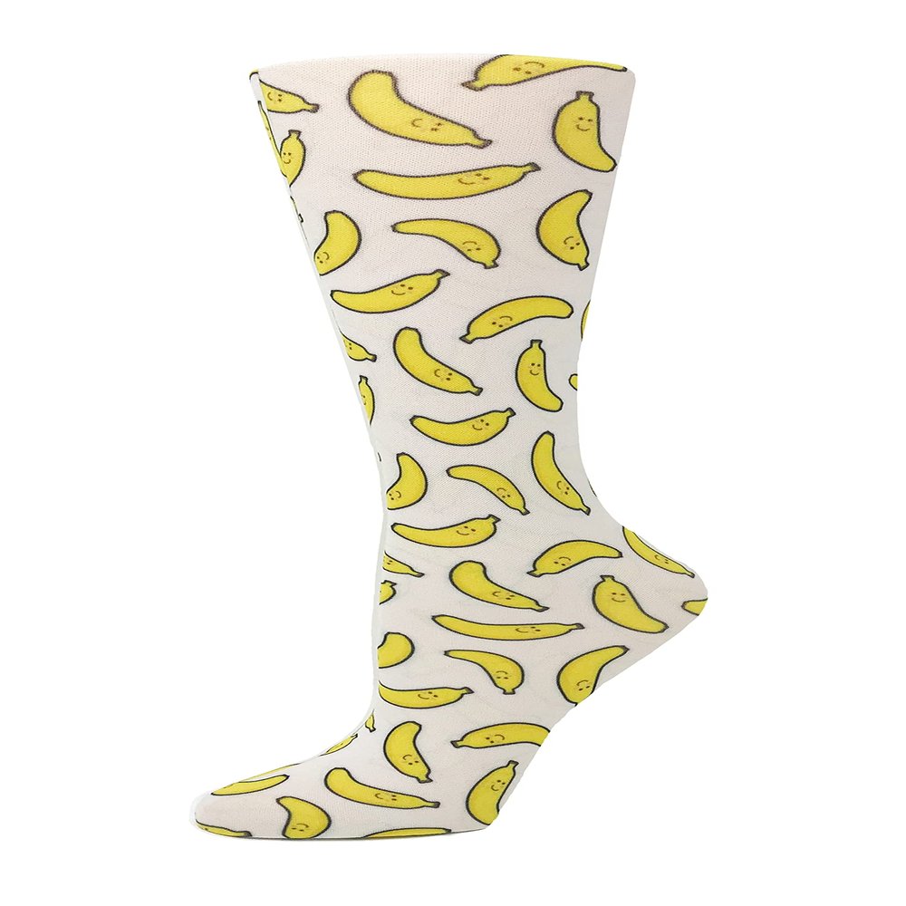 Cutieful Compression Socks Knit Wide Calf 10-18mm/HG (Going Bananas)