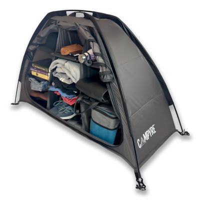 CAMPYRE - Tent & RV Camping Organizer with Zippered Flap, 9-Shelf Storage. RV Shoe Organizer, Dining Tent Organizer. Organize Any Other Camp Gear/Accessories (Patented - Licensed)