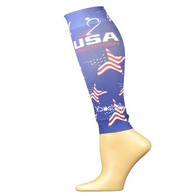 Hocsocx USA Field Hockey 2019 Unisex Performance 13" Liner Leg Sleeves, Moisture Wicking, Rash & Blister Protection for Field & Ice Hockey, Soccer, Skiing, Hiking, Boot Support