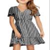 UMEKO Girls Polka Dot Print Midi Dress Button Down V Neck Short Sleeve Ruffle Casual Dresses (11-12 Year, Y-Black) view 1