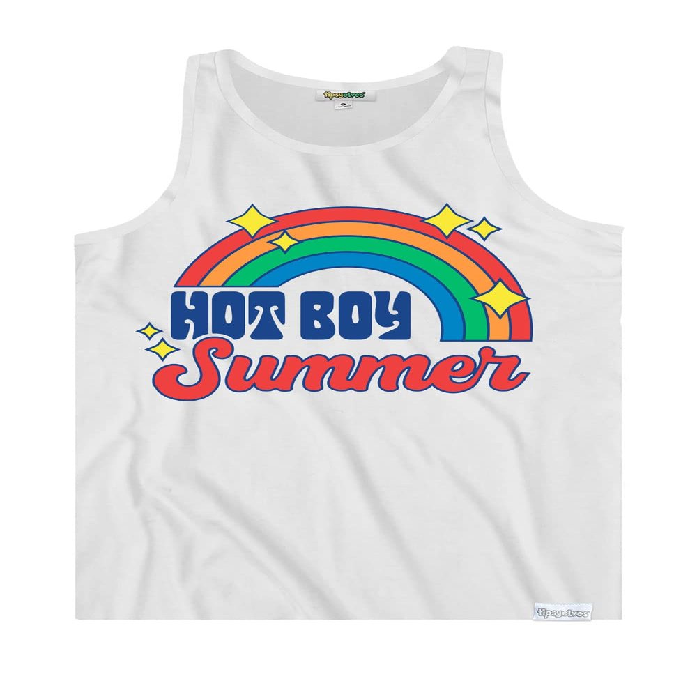 Tipsy Elves White Hot Boy Summer Tank Top - Men's Cut Size Medium