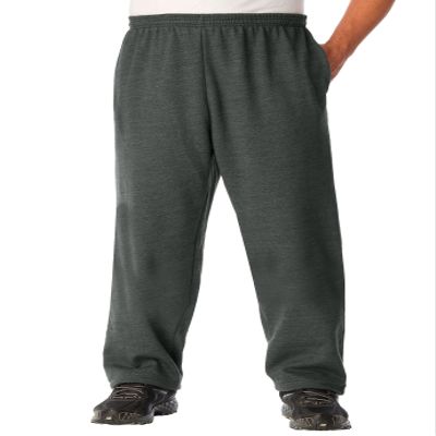 KingSize Men's Big & Tall Fleece Open-Bottom Sweatpants - 8XL, Heather Charcoal
