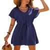 Ekouaer Women's Cover Ups Casual Swimsuit Coverups Flowy Tie Waist Beach Cover Up Dress(Navy Blue, X-Large) view 1