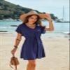 Ekouaer Women's Cover Ups Casual Swimsuit Coverups Flowy Tie Waist Beach Cover Up Dress(Navy Blue, X-Large) view 2