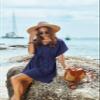 Ekouaer Women's Cover Ups Casual Swimsuit Coverups Flowy Tie Waist Beach Cover Up Dress(Navy Blue, X-Large) view 3
