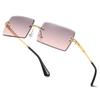 aisswzber Fashion Rimless Rectangle Sunglasses for Women Men Square Glasses Ultralight UV400 Eyewear Unisex 9031 view 1