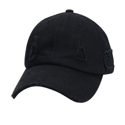 Classic Low Profile Patch Cotton Hat Men Women Distressed Baseball Cap Vintage Washed Dad Hat Unconstructed Plain Cap Black
