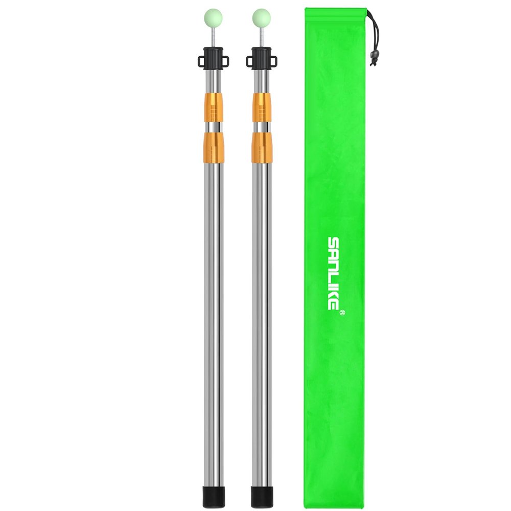 SANLIKE Telescoping Tarp Pole Adjustable Tent Poles, 33"-86.6" Thickened Tube Collapsible Stainless Steel Canopy Poles for Camping Backpacking Hiking Awning Sun Sails Outdoor Sports, Set of 2