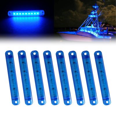 8Pcs Blue Marine Boat Lights,12V Waterproof Utility Led Interior Lights For Boat Deck Courtesy Transom Cockpit Light, Yacht Fishing Pontoon Boat Sailboat Kayak Bass Boat Vessel 12V
