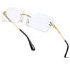 aisswzber Fashion Rimless Rectangle Sunglasses for Women Men Square Glasses Ultralight UV400 Eyewear Unisex 9031 view 1