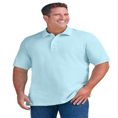 KingSize Men's Big & Tall Shrink-Less Classic Cotton Polo Shirt - 4XL, Ice Blue
