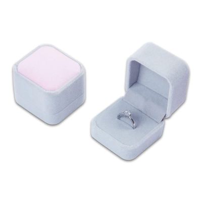 TheDisplayGuys - Plush Velvet Jewelry Earrings Box w/Hinged Snap Lid (Grey Pink) - for Gifting, Organzing, Displaying, Shipping