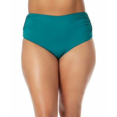 Anne Cole Plus Size Convertible High-Low Shirred Bottoms Ocean Green 20W
