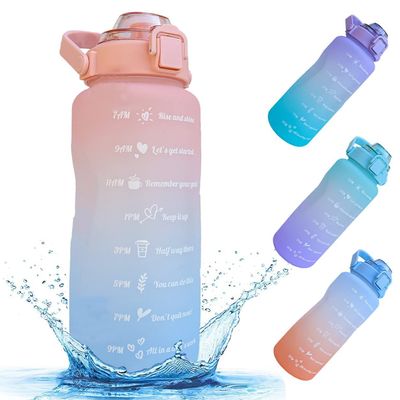 Grofilo 2Liter Water Bottle Gradiant Color With Straw And Motivational Bottle Portable Mouth And Flip To Open Lid One Hand Drink For Gym, Yoga, Travel And Any Other Use - Multicolor (Pack Of 1)