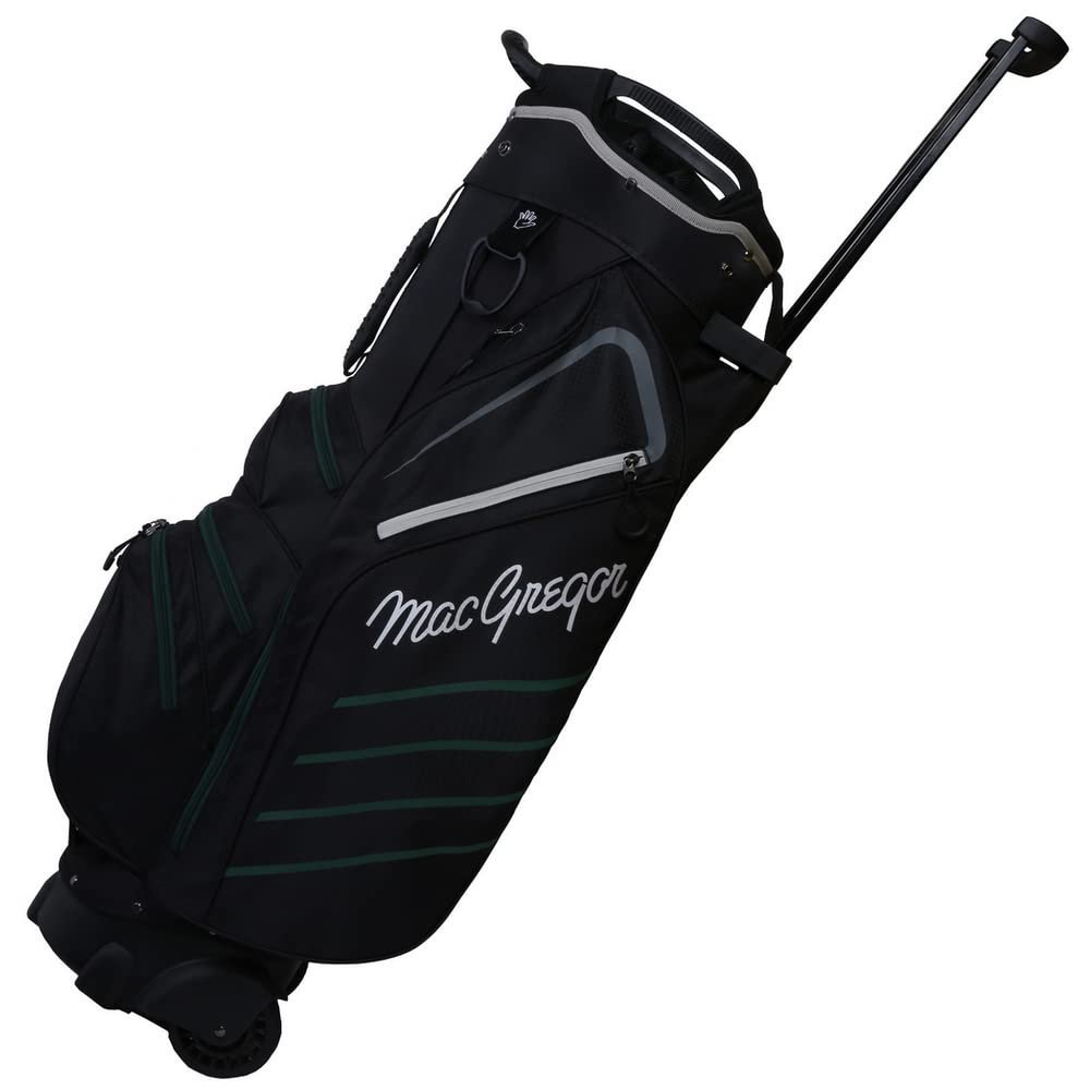 MacGregor Golf VIP Cart Bag with Built in Wheels/Handle, 14 Way Divider, Black/Dark Green