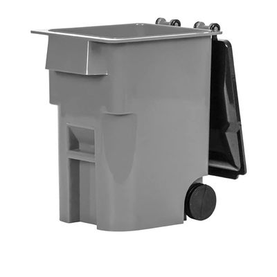 Miniature Gray Trash Can with Lid & Wheels for Wrestling Action Figures