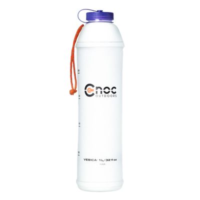 Cnoc Outdoors Vesica Collapsible Water Bottle 1 Liter Green, 42mm wide Mouth Thread, Packs Down Small when Empty, Perfect for Travel and Hiking