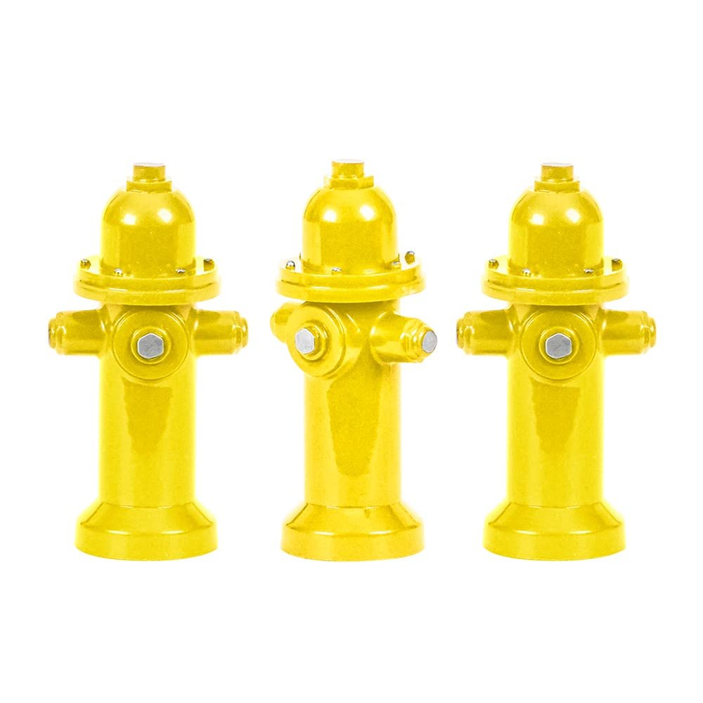Set of 3 Yellow Fire Hydrants for Wrestling Action Figures