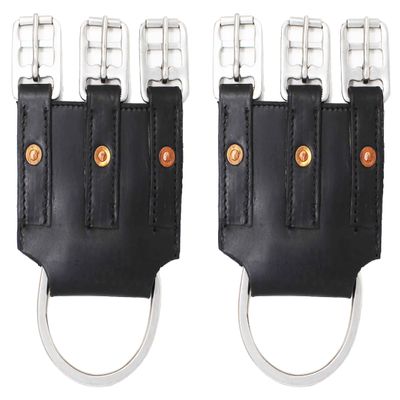 CHALLENGER Horse Set of 2 Black Leather Western English 3 Buckle Girth Converter 403GC04BK