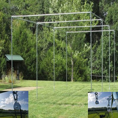 Jones Sports Batting Cage Frame Kit EZ UP & Down Baseball Softball Frame Kit with or Without Net. (Long Poles Not Included) (10' X 12' X 60' with NET)