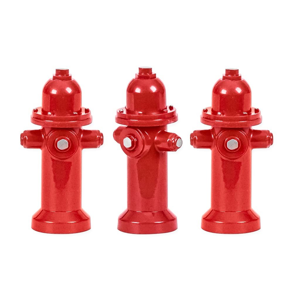 Set of 3 Red Fire Hydrants for Wrestling Action Figures