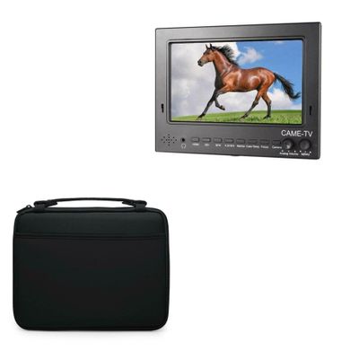 BoxWave Case Compatible with Came-TV 702-SDI - Hard Shell Briefcase, Slim Messenger Bag Briefcase Cover Side Pockets - Jet Black