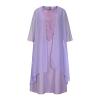 Two Piece Dress for Women Summer Casual Short Sleeve Chiffon Cardigan and Lace Patchwork Crew Neck Maxi Dress Set Purple view 3