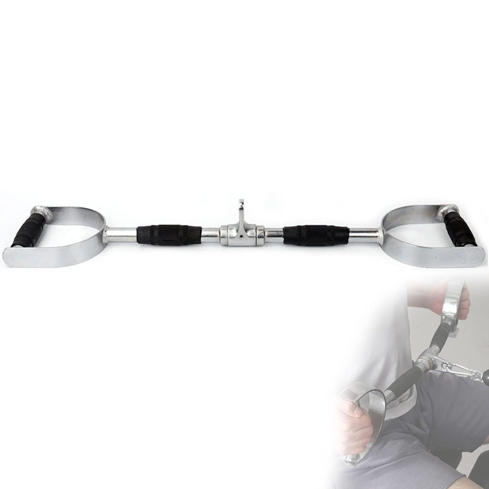 DYK&NX Double D Grip Revolving Curl Bar,Tricep Press Down Bar LAT Pull Down Bar Handle Attachment, High Intensity, Good Training Effect for Arm Strength Training Combination