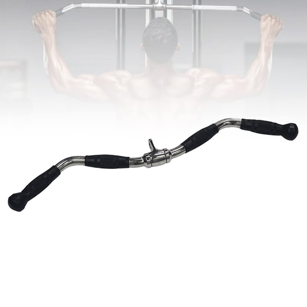 DYK&NX Curl Pulldown Bar Down Pulley Bar Grip, Rubber Grip LAT Pull Down Cable Attachment with Snap Hook Carabiner, for Arm Strength Training Combinations
