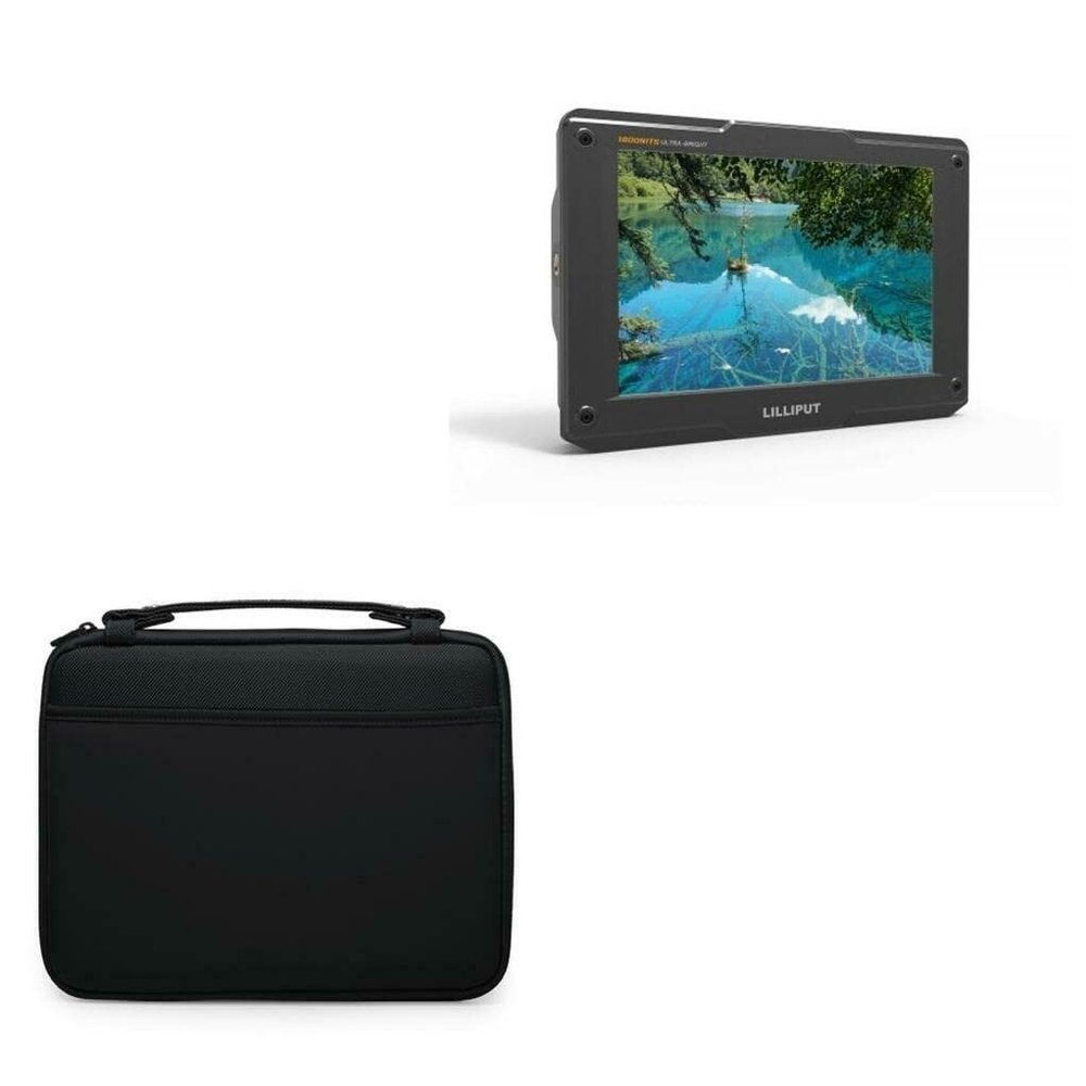 BoxWave Case Compatible with Lilliput H7S - Hard Shell Briefcase, Slim Messenger Bag Briefcase Cover Side Pockets - Jet Black